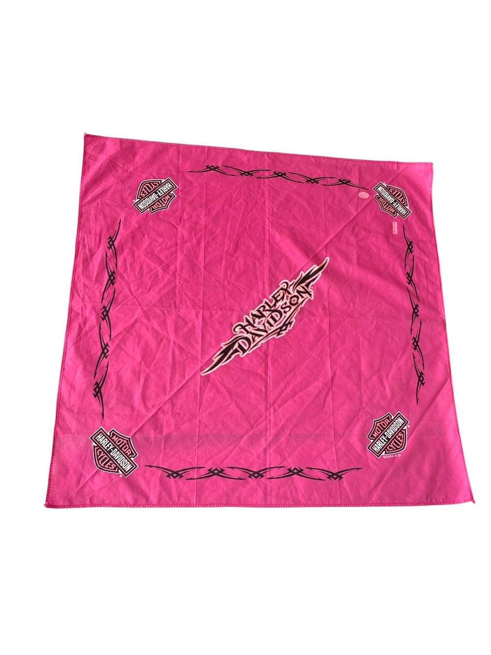 Harley-Davidson Hot Pink Logo Bandana with Black Accents vintage 2004